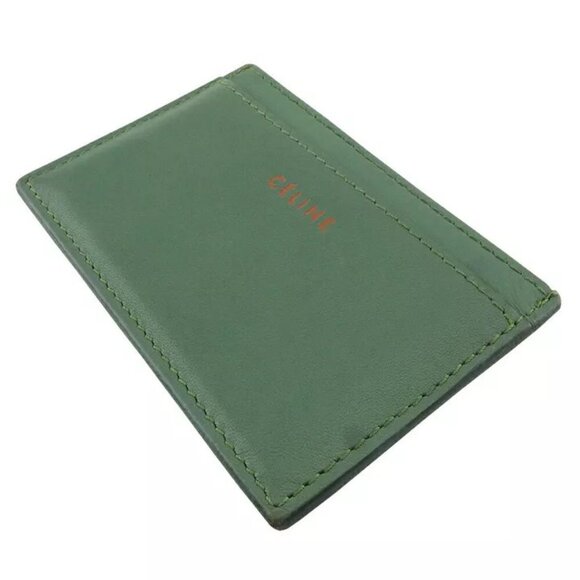 CELINE Card Case Logo Orange Leather Authentic USED - Picture 8 of 16